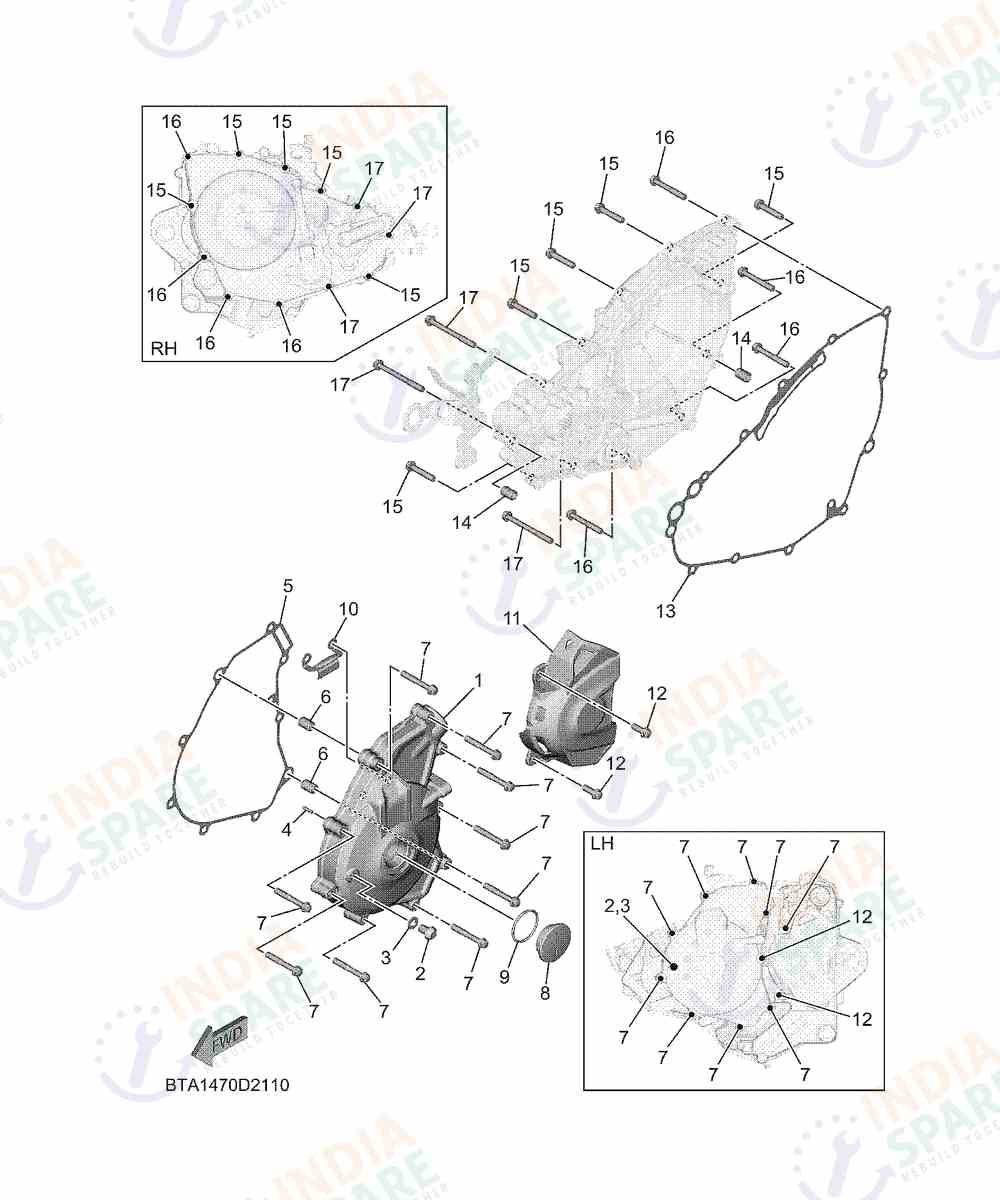 YAMAHA D921 R2 200CC Series CRANKCASE COVER 1